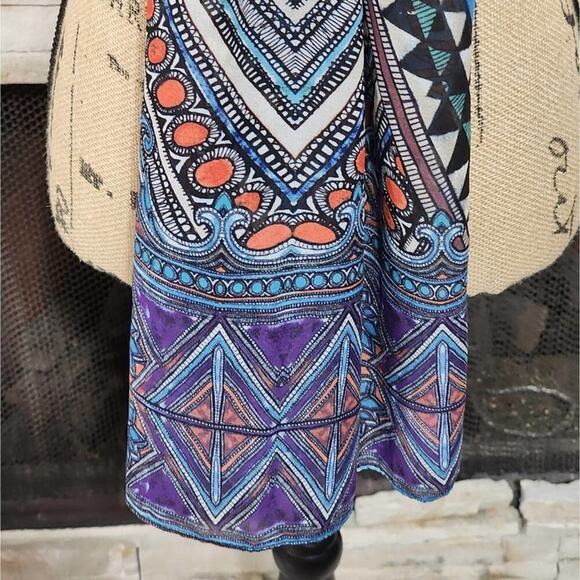 Chico's blue purple and teal tones‎ contemporary rectangular scarf - Picture 2 of 5